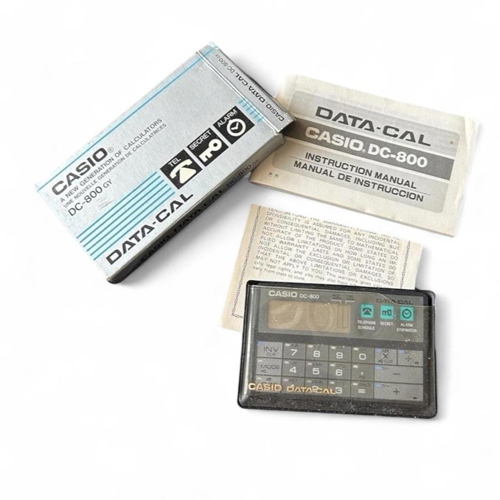Vintage Casio DATA-CAL DC-800GY Calculator Organizer Box Manual Collector's Item